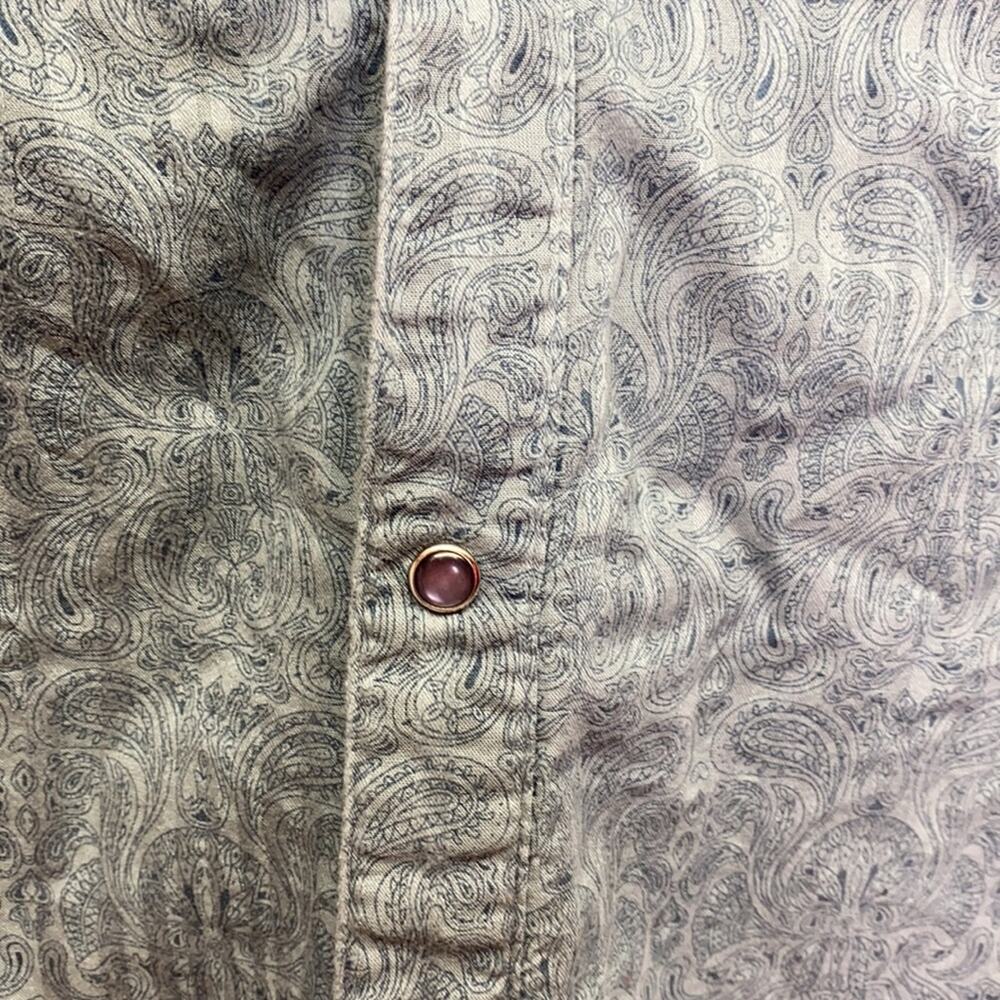 Prana Striped Paisley Print Snap Button Up Long Sleeve Shirt Medium - Picture 3 of 6